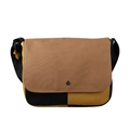 Bolso bandolera infantil de lona en bloques de color con colgante de flor amarilla - Marrón