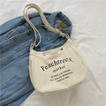 Borsa a tracolla in tela color crema per bambini con scritta nera Peachtrees market - Bianco Sporco