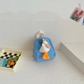 Zaino mini per bambini in tela azzurra con simpatico decoro a forma di papera 3D - Blu