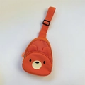 Marsupio arancione per bambini in tela con simpatico orso cartone e tracolla regolabile - Arancione