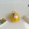 Zaino giallo in tela per bambini con papera di peluche 3D e cappellino blu di decorazione - Giallo