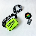 Neon groene crossbodytas voor kinderen met brede letterriem en sportief ritsontwerp - Fluorescerend Groen