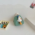 Mini zaino in tela verde per bambini con simpatica papera 3D e cappellino blu - Verde