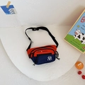 Sac banane enfant en toile bicolore rouge et bleu marine avec logo NY brodé - Rouge
