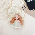 Mini beige lace crossbody bag featuring a doll with pink hair and a pearl handle - Off White