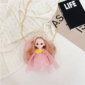 Pink doll crossbody bag for girls with pearl handle and golden chain strap - Pink