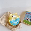 Mochila infantil amarilla forma de dónut con oso y orejas de peluche suaves - Amarillo