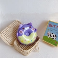 Bolso bandolera de silicona para niños con forma de dona morada y orejas de gato suaves - Morado