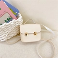 Mini sac à bandoulière pour filles en cuir PU crème avec boucles dorées et poignée - Blanc
