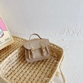 Classic beige mini messenger bag for kids with metal buckle and top handle strap - Khaki