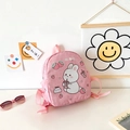Rosa Kinderrucksack aus Canvas mit süßem Hasen-Aufdruck und Erdbeer-Milchtee-Motiv - Rosa