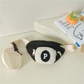 Kids black and white color block crossbody chest bag with embroidered letter P detail - White