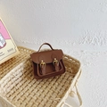 Classic brown vintage Cambridge mini crossbody bag for kids with golden buckles - Coffee