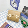 Mochila infantil de cuero PU marrón claro con oso blanco lindo y diseño stay cute - Caqui Pequeño