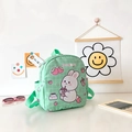 Minzgrüner Kinderrucksack mit süßem Hasen-Aufdruck und leichtem Canvas-Design - Grün