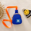 Blue kids chest bag with orange straps and white letter print for fashion boys - Blue