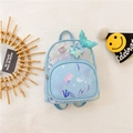 Zaino a sirena azzurro per bambini con paillettes e motivi oceanici con coda di pesce in rilievo - Blu