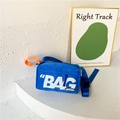 Kinder Umhängetasche in Königsblau mit weißem BAG-Aufdruck und orangem Griffdetail - Blau