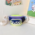 Bunte Kinder-Brusttasche mit PLAY-Aufdruck und verstellbarem Gurt in Marine und Neongrün - Schwarz