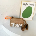 Khaki Kinder Umhängetasche aus Segeltuch mit orangem Griff und BAG Aufschrift - Khaki