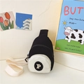 Bolso de pecho infantil en nylon blanco y negro con letra P y correa ajustable - Blanco y Negro