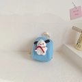 Light blue canvas toddler backpack featuring a cute 3D plush puppy doll with white straps - Blue