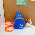 Blue kids sports crossbody bag with orange straps and number 24 basketball design - Blue