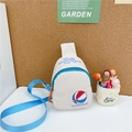 White canvas kids chest bag featuring blue number 24 and basketball sports print - White