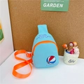 Kids light blue basketball chest bag with orange straps and number 24 print - Light Blue