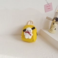 Yellow canvas kids backpack featuring a cute white plush doll with a red scarf - Yellow