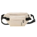 Beige Canvas Kinder Bauchtasche im Cargo-Stil mit schwarzem Gurt und Fronttasche - Weiß