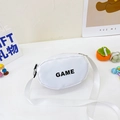 Borsa a tracolla in tela bianca per bambini con scritta GAME nera alla moda - Bianco