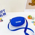 Mini borsa a tracolla blu in tela per bambini con stampa GAME e tracolla regolabile - Blu