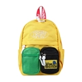 Mochila infantil amarilla con malla verde, bolsillos negros y asas en contraste - Amarillo