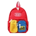 Mochila infantil de lona con bloques de colores rojo, amarillo y azul y bordado fino - Rojo