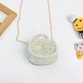 Mint green girls' princess handbag with large mesh flower and pearl handle decoration - Small Flower Green