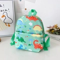 Mochila infantil verde claro con dinosaurios de dibujos animados en lona resistente - Verde