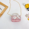 Pink tweed mermaid princess bag for girls with shell charms and pearl handle - Horizontal Red