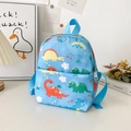 Light blue children's backpack with cute cartoon dinosaur prints and adjustable straps - Light Blue