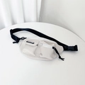 Sac banane en toile blanc cassé pour garçon avec sangles noires et boucle clip - Blanc