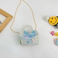 Mini sac à paillettes pour enfants bleu clair avec Elsa et poignée en perles - Style Princesse / Vert