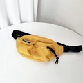 Sac banane enfant en toile jaune avec plusieurs poches et sangle en nylon noir - Jaune
