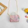 Sac à main rose en tweed pour filles avec anse perle et nœud Elsa Reine des Neiges - Style Princesse / Rouge