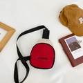 Rode en witte canvas borsttas voor kinderen met een brede zwarte schouderband - Rood