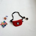 Marsupio rosso alla moda in nylon per bambini con tracolla regolabile e dettaglio logo - Rosso