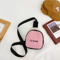 Sac de poitrine rose en toile pour enfant avec bandoulière réglable et imprimé JIANGE - Rose