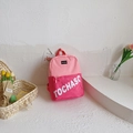 Mochila de lona rosa para preescolar con letras TOCHASO y diseño de retazos en dos tonos - Rosa