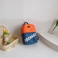 Sac à dos enfant orange et bleu marine en toile avec logo TOCHASO pour l'école - Orange