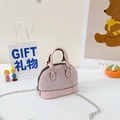 Pink mini shell-shaped rhinestone crossbody bag for kids with metallic chain strap - Pink