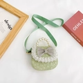 Light green mini princess bag with rhinestone bow and pearl handle for girls - Vertical Green